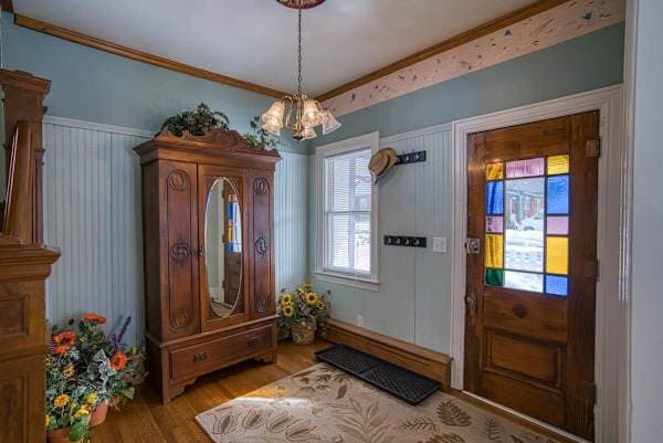 【Entryway】Stained glass and dark Victorian woodwork — the way every Leadville mining-era home greeted guests.