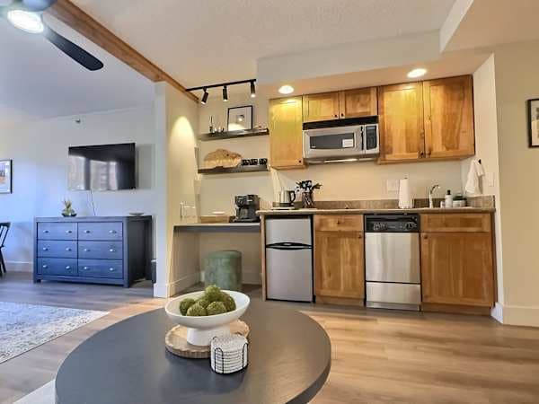 Well stocked Kitchenette with many small touches | Listed with @BookTraverse